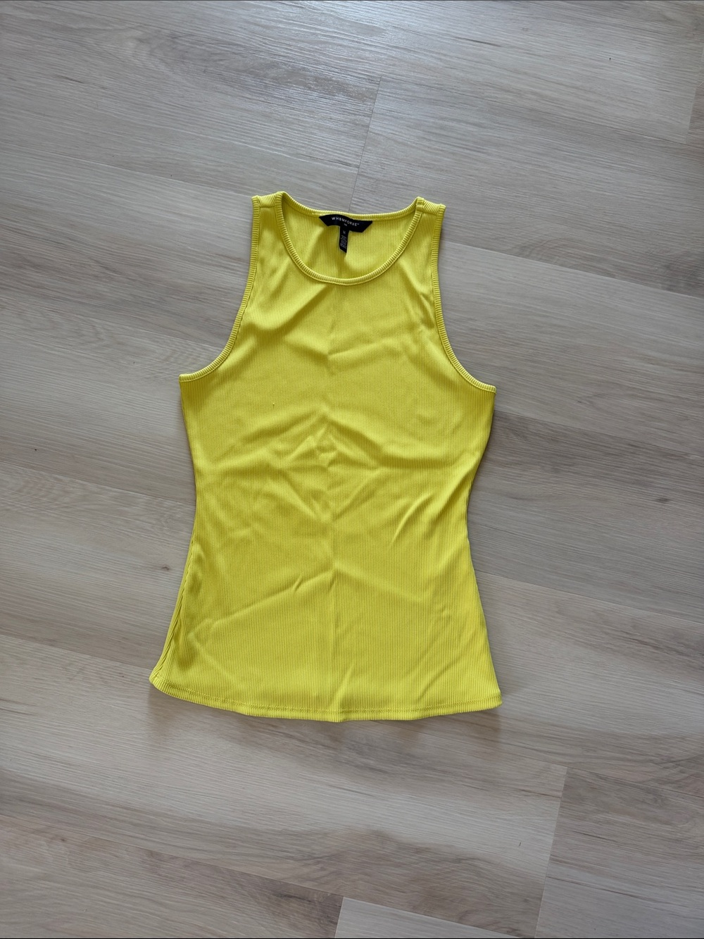 White House Black Market Yellow Ribbed Tank